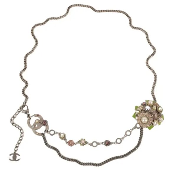 Vintage Chanel Logo Catwalk Chain Belt Floral 2005 NWOT main image 12